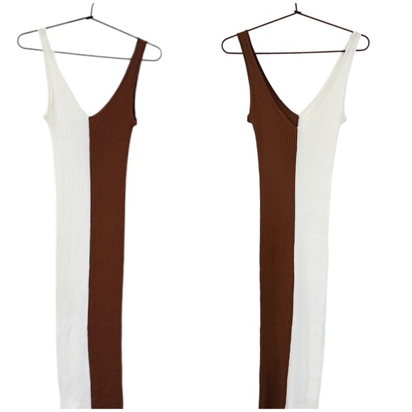 Staud Dana block dress in cream and brown EUC - Picture 8 of 11